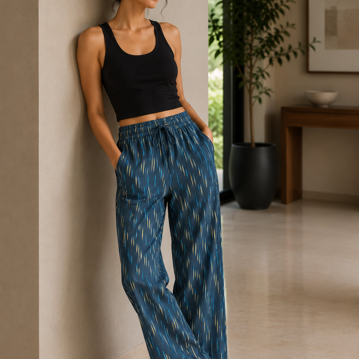 Easy Motif Cotton Pants (2 Colour Options)
