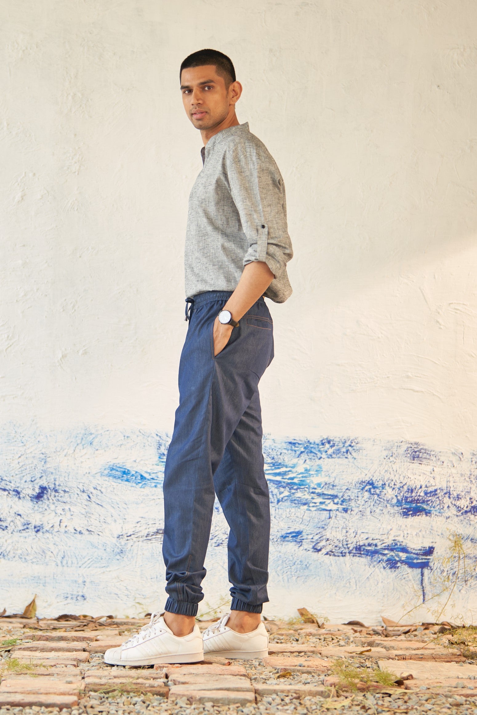 Relaxed Comfort and Style Soft Denim Joggers with Functional Details Canoopi