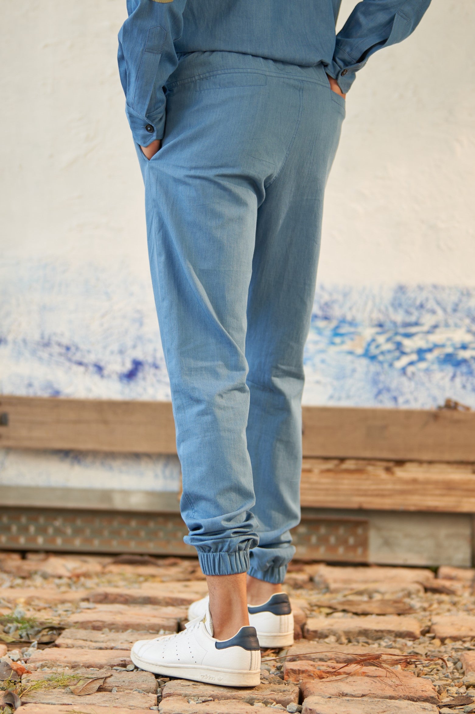 Soft denim joggers on sale