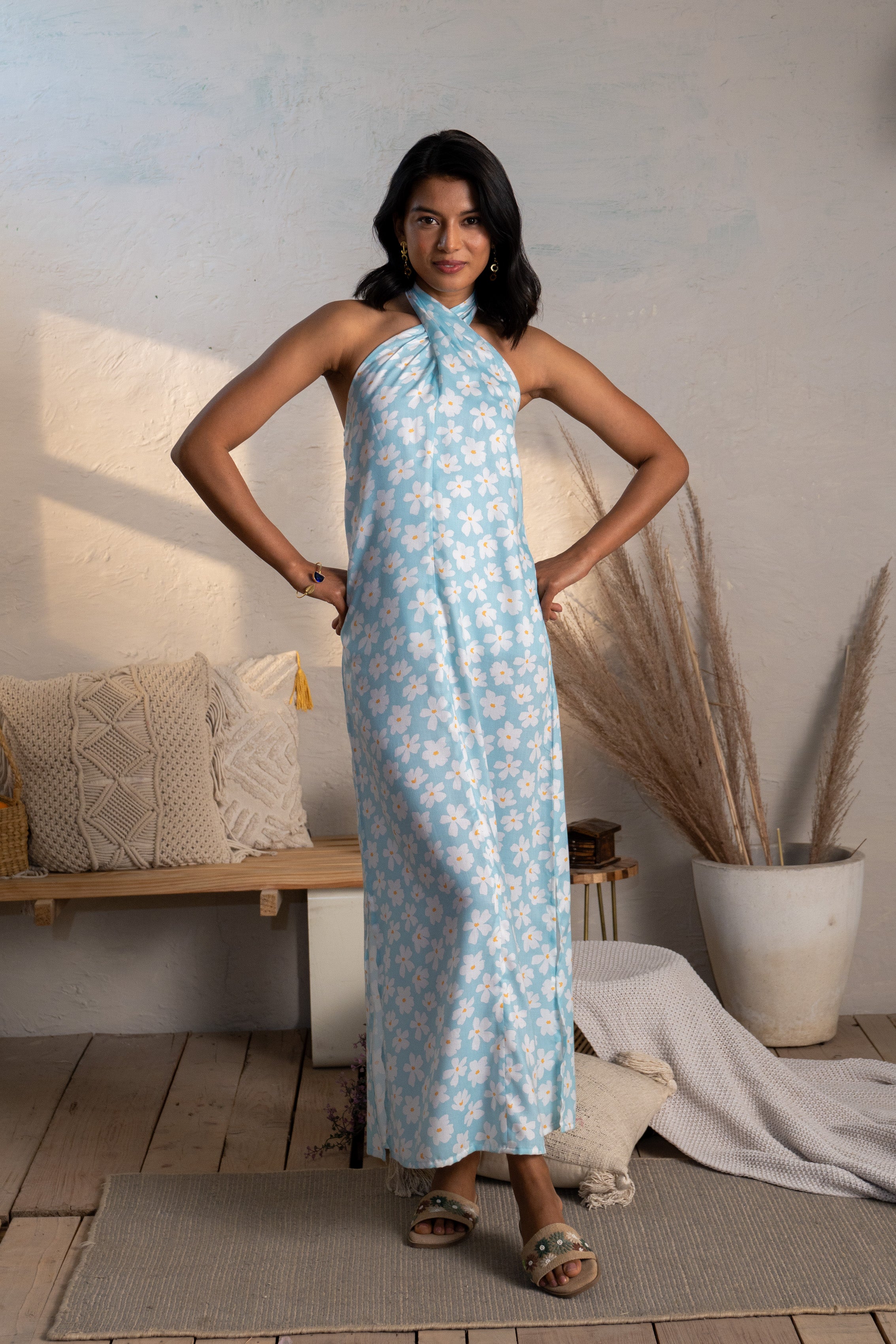 【sahara】Weeping Willow Cross Neck Dress sahara Weeping Willow Cross Neck Dress