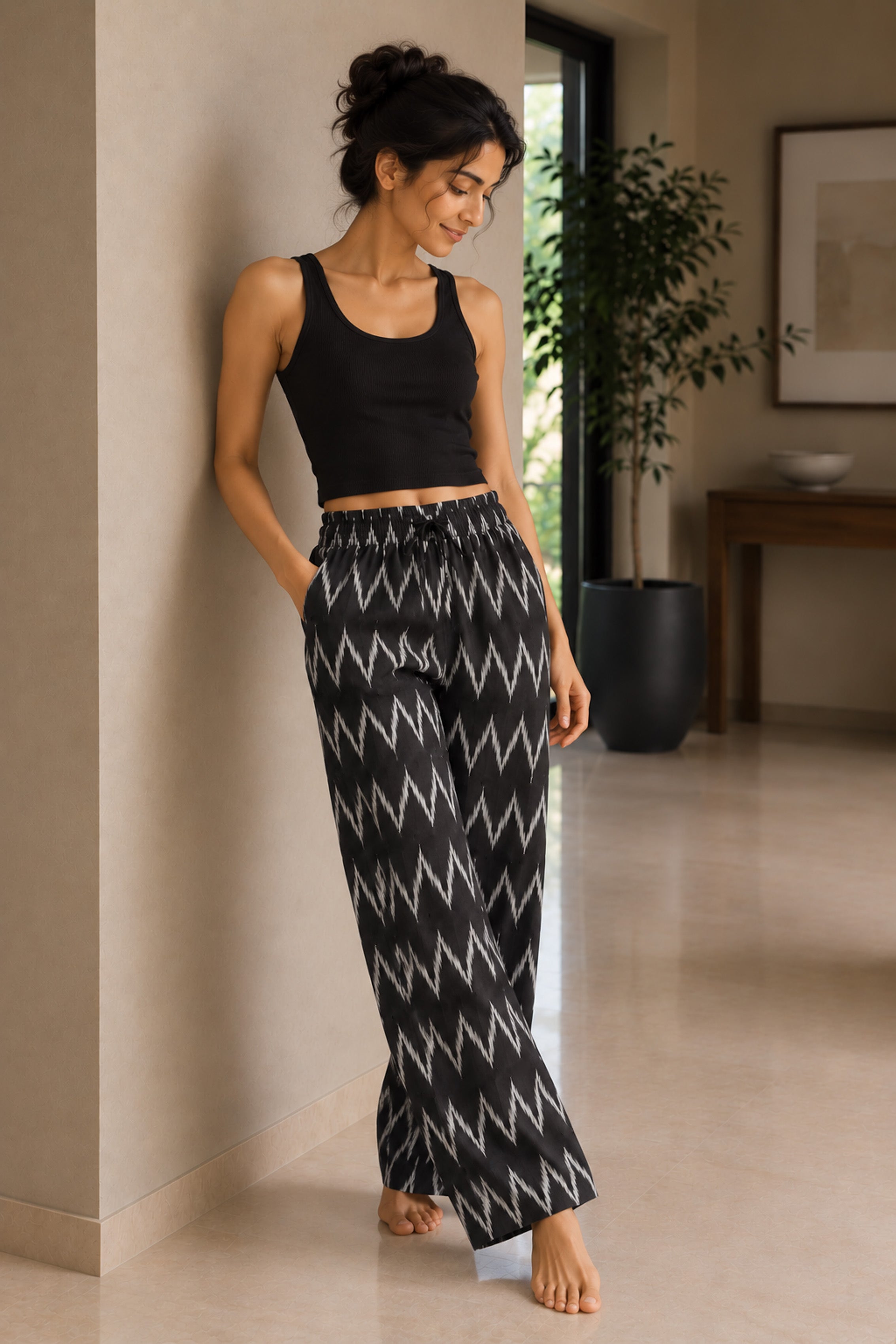 Easy Motif Cotton Pants (2 Colour Options)