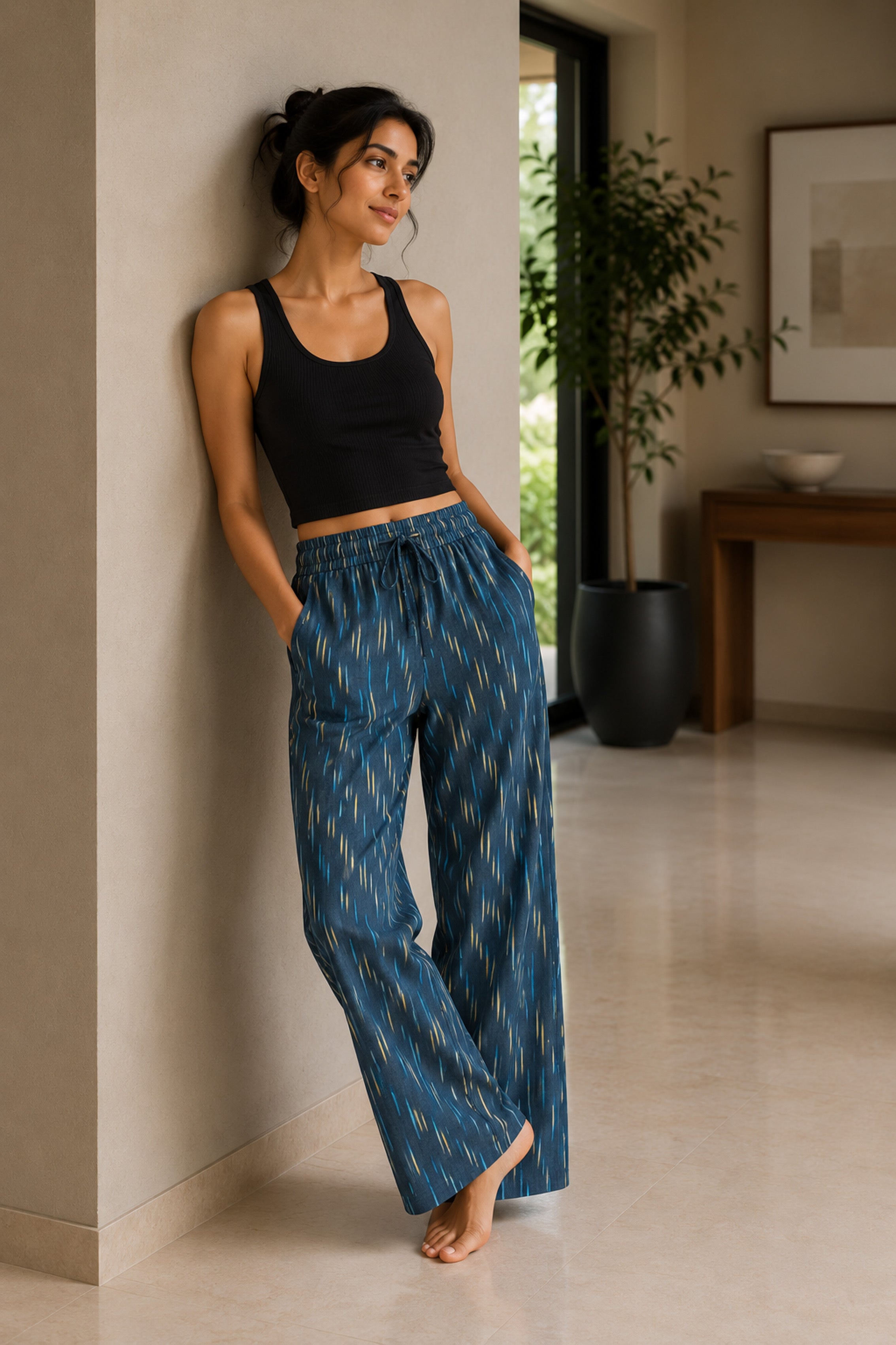 Easy Motif Cotton Pants (2 Colour Options)