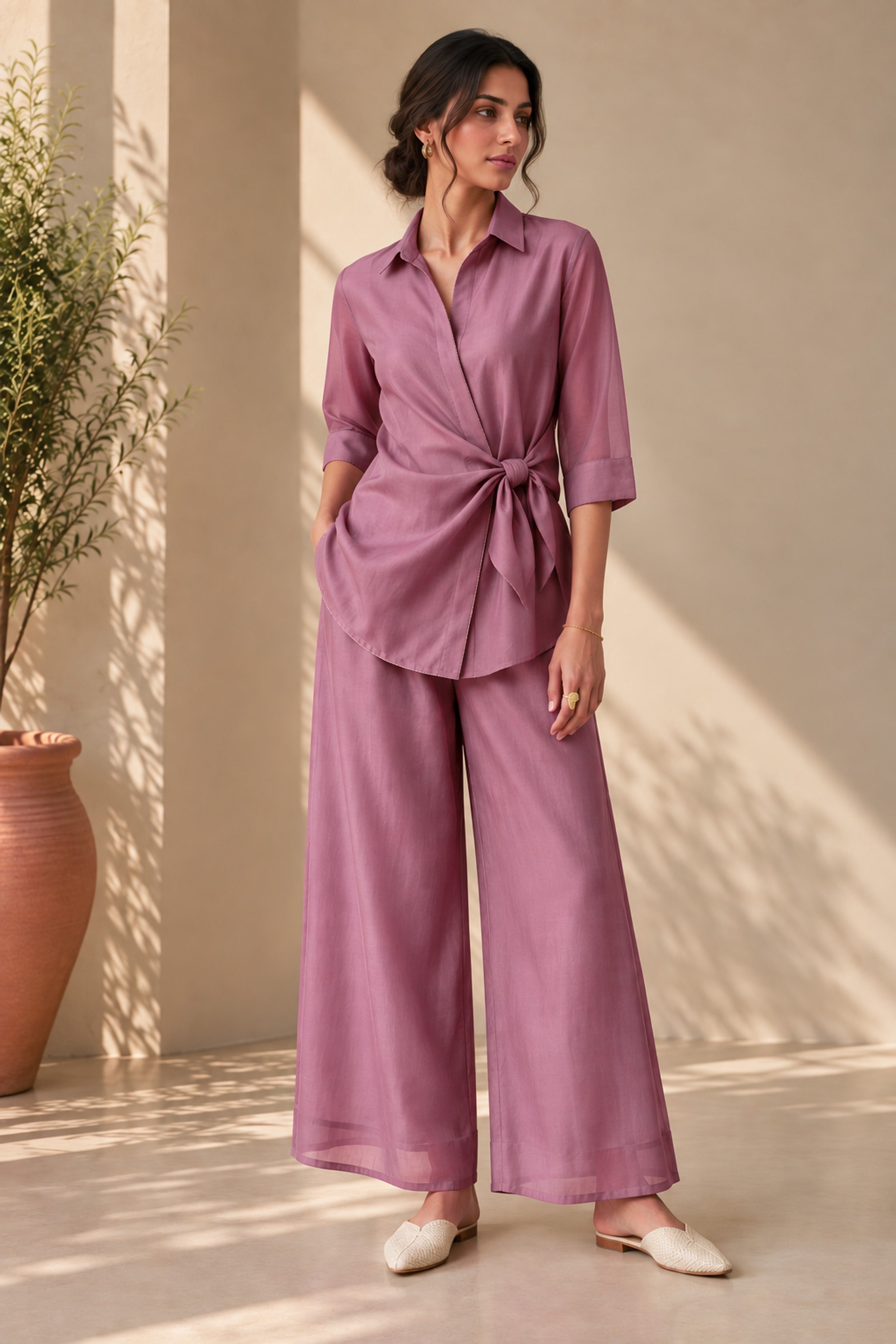 Sora Chanderi Set - Blue Steel