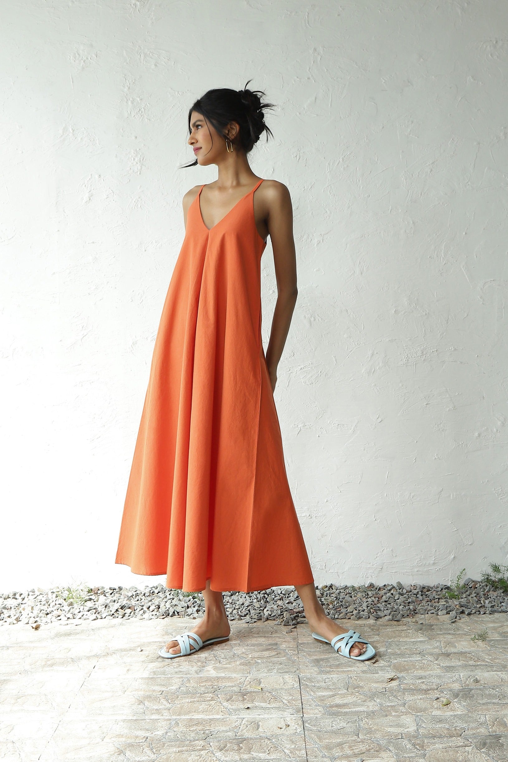 orange sleeveless maxi dress Braylee Sleeveless Ribbed Knit Maxi Dress Orange